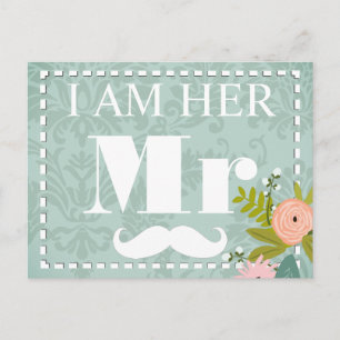 Moderne Mint Damask Hochzeit einladen Einladungspostkarte