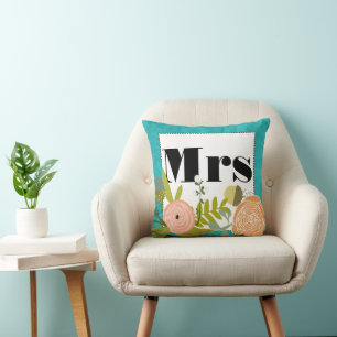 Moderne Mint Damask Hochzeit einladen Kissen