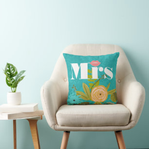 Moderne Mint Damask Hochzeit einladen Kissen