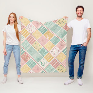 Moderne Mint-Geometrie-Polka-Punkte-Karomuster Fleecedecke