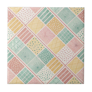 Moderne Mint-Geometrie-Polka-Punkte-Karomuster Fliese