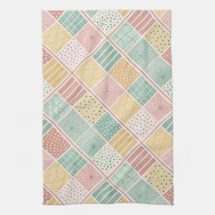 Moderne Mint-Geometrie-Polka-Punkte-Karomuster Geschirrtuch