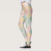 Moderne Mint-Geometrie-Polka-Punkte-Karomuster Leggings (Links)