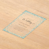 Moderne Mint Glitter Hochzeit Acryleinladungen (Ablage )