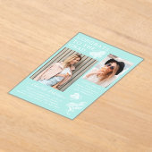 Moderne Mint Green Butterfly Foto Graduation Party Acryleinladungen (Ablage )