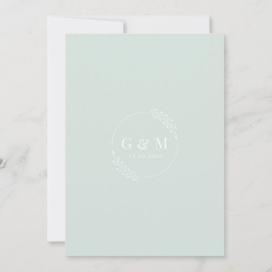 Moderne Mint Green Elegante Kalligraphie Hochzeit Einladung (Rückseite)