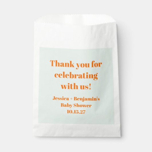 Moderne Mint Orange Babydusche kundenspezifisch Vi Geschenktütchen (Vorderseite)