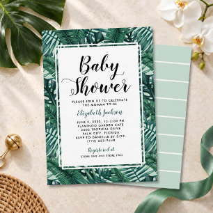 Moderne Mint-Tropische-Palmblatt-Baby-Party Einladung