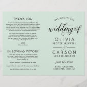 Moderne Mint- und Black Script-Hochzeitsprogramme (Vorderseite)