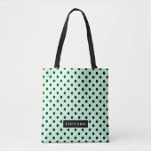 Moderne Mintgrün Schwarzer Tupfen Personalized Tasche (Vorderseite)
