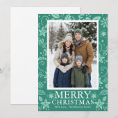 Moderne mintgrüne Foto-Weihnachtskarte Feiertagskarte (Vorne/Hinten)