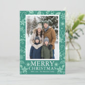 Moderne mintgrüne Foto-Weihnachtskarte Feiertagskarte (Stehend Vorderseite)