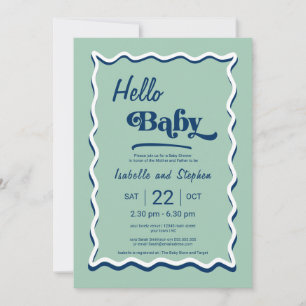 Moderne Mintgrüne Hello Baby Baby Shower  Einladung