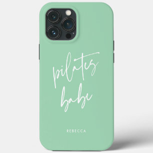 Moderne Mintgrüne Kalligrafie Workout Gym Pilates iPhone 13 Pro Max Hülle