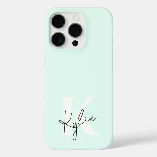 Moderne Minze Creme Personalisiert Monogramm Name Case-Mate iPhone Hülle (Rückseite)