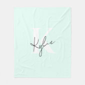 Moderne Minze Creme Personalisiert Monogramm Name Fleecedecke (Vorderseite)