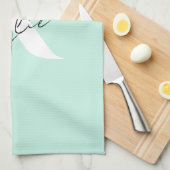Moderne Minze Creme Personalisiert Monogramm Name  Geschirrtuch (Viertel Falte)