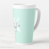Moderne Minze Creme Personalisiert Monogramm Name  Milchtasse (Rechte Ecke)