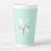 Moderne Minze Creme Personalisiert Monogramm Name Milchtasse (Vorderseite)