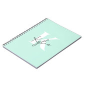 Moderne Minze Creme Personalisiert Monogramm Name  Notizblock (Linke Seite)