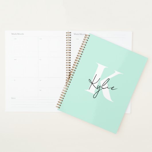 Moderne Minze Creme Personalisiert Monogramm Name Planer (Anzeige)