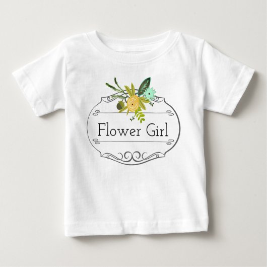 Moderne Minze Damasblumenmädchen Hochzeitsstipendi Baby T-shirt (Vorderseite)