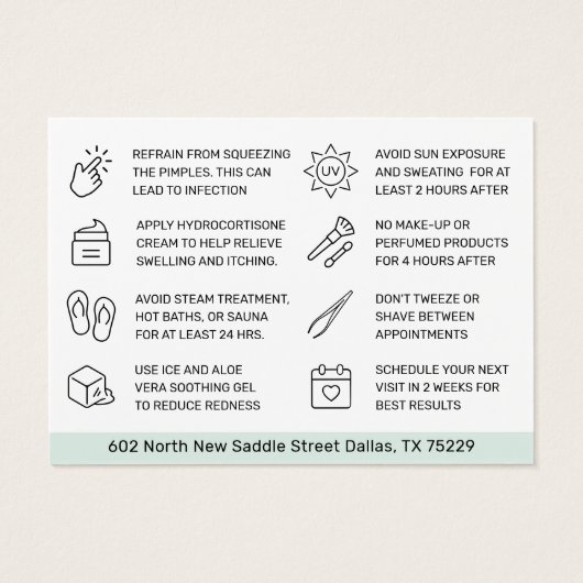 Moderne Minze, einfache Eyebrow Threading Aftercar (Rückseite)