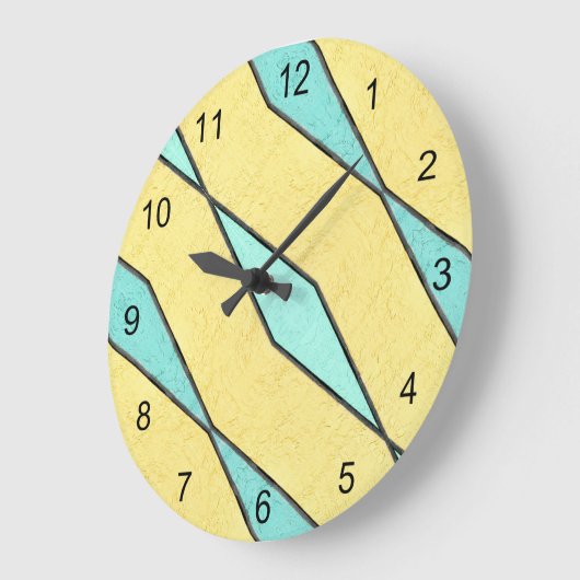 Moderne Minze, grün gelb und schwarz Retro Große Wanduhr (Winkel)