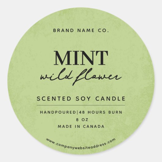 Moderne Minze Grün Rustikal Runder Aufkleber (Vorderseite)