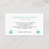 Moderne Minze Grüne Asche Taupe Visitenkarte (Rückseite)