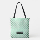 Moderne Minze grüne Polka Dot Personalisiert Tasche (Rückseite)