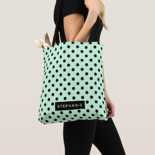 Moderne Minze grüne Polka Dot Personalisiert Tasche