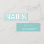 Moderne Minze-Typografie-Nägel Mini Visitenkarte (Vorne/Hinten)