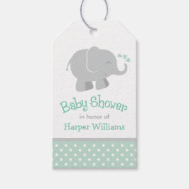 Moderne Minze und graue Elefantenspülung Geschenkanhänger