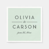 Moderne Minze und Schwarze Hochzeitsmonogramm Serviette (Vorderseite)