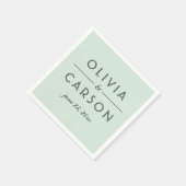 Moderne Minze und Schwarze Hochzeitsmonogramm Serviette (Ecke)