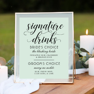 Moderne Minze und Schwarze Schrift Hochzeit Poster
