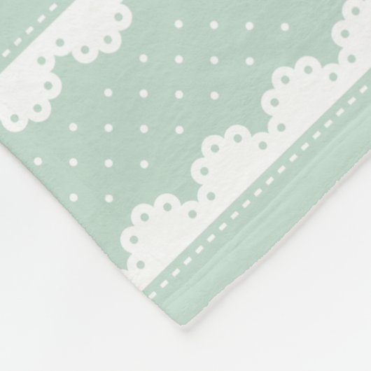 Moderne Minze und weißer Polka-Dot gestreiftes Mus Fleecedecke (Ecke)
