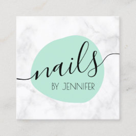 Moderne Minzgrün-weiße Marmornägel Quadratische Visitenkarte