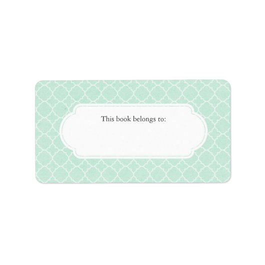 Moderne Minzquatrefolie "Dieses Buch gehört" Adressaufkleber (Vorne)