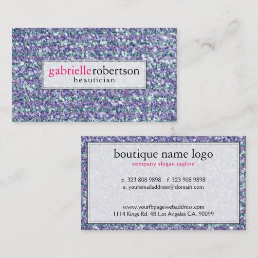 Moderne Mischfarben Glitzer & Glitzern Visitenkarte (Vorne/Hinten)