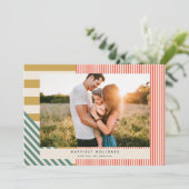 Moderne Mischstreifen Ein Foto Weihnachten (Stehend Vorderseite)