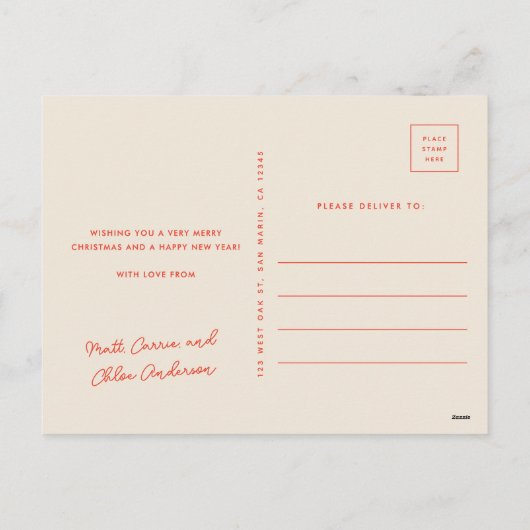 Moderne Mischstreifen Ein Foto Weihnachten (Rückseite)