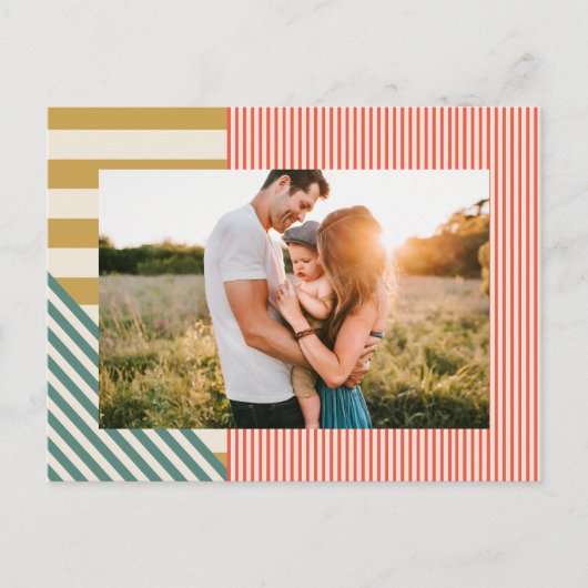 Moderne Mischstreifen Ein Foto Weihnachten (Vorderseite)