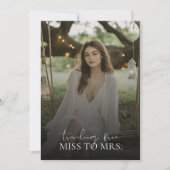 Moderne Miss zu Mrs. Overlay Foto Brautparty Einladung (Vorderseite)