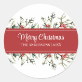 Moderne Mistletoe Frohe Weihnachtsgeschenke Sticke Runder Aufkleber (Vorderseite)