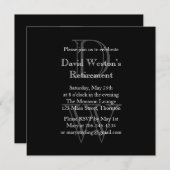 Moderne Mit Monogramm Altersvorsorge (schwarz) Einladung (Vorne/Hinten)