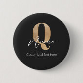 Moderne Mit Monogramm anfängliche Fragen & Name Pe Button (Vorderseite)