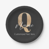 Moderne Mit Monogramm anfängliche Fragen & Name Pe Pappteller (Vorderseite)