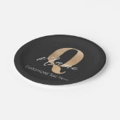 Moderne Mit Monogramm anfängliche Fragen & Name Pe Pappteller (Schrägansicht)